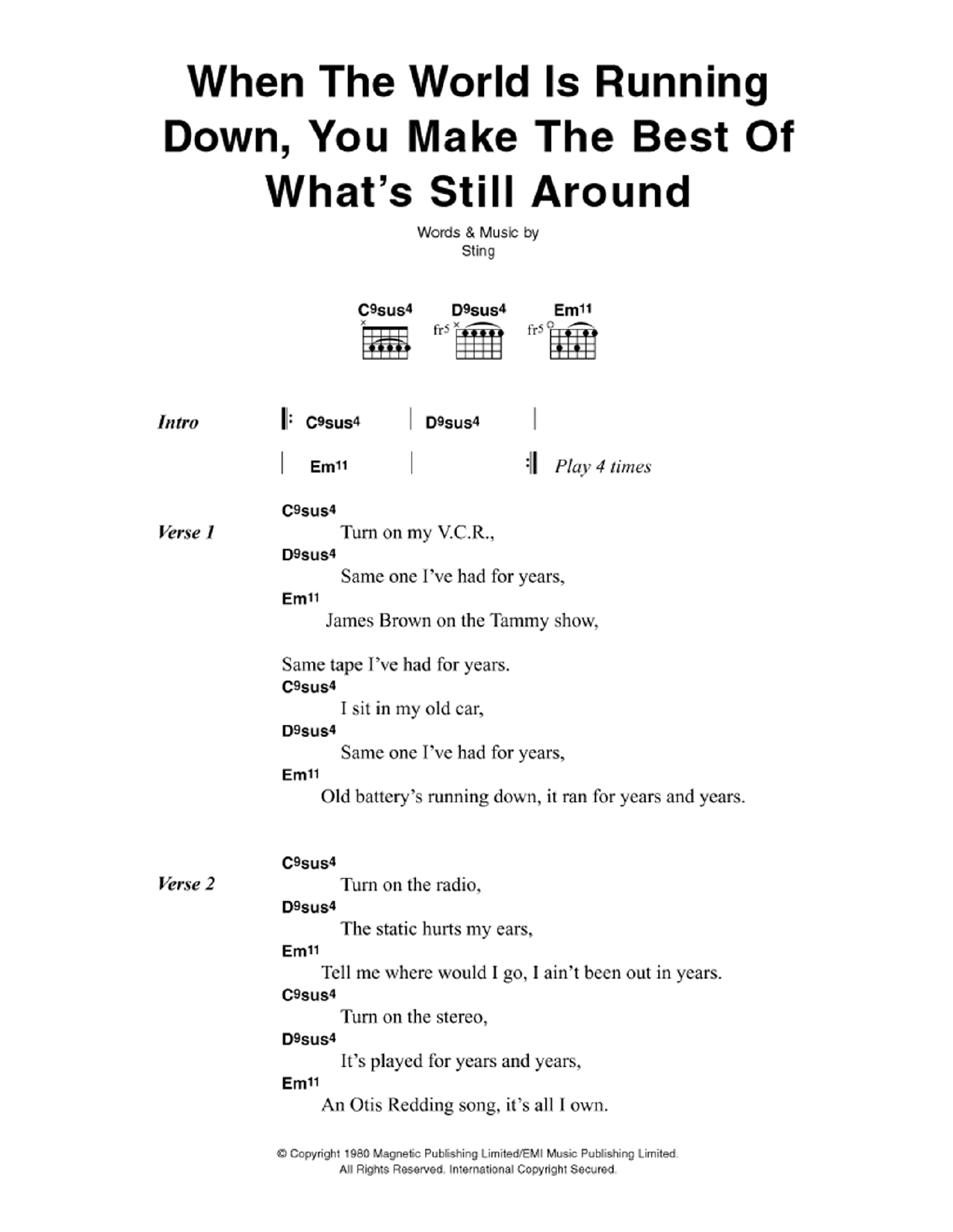 Download The Police When The World Is Running Down Sheet Music