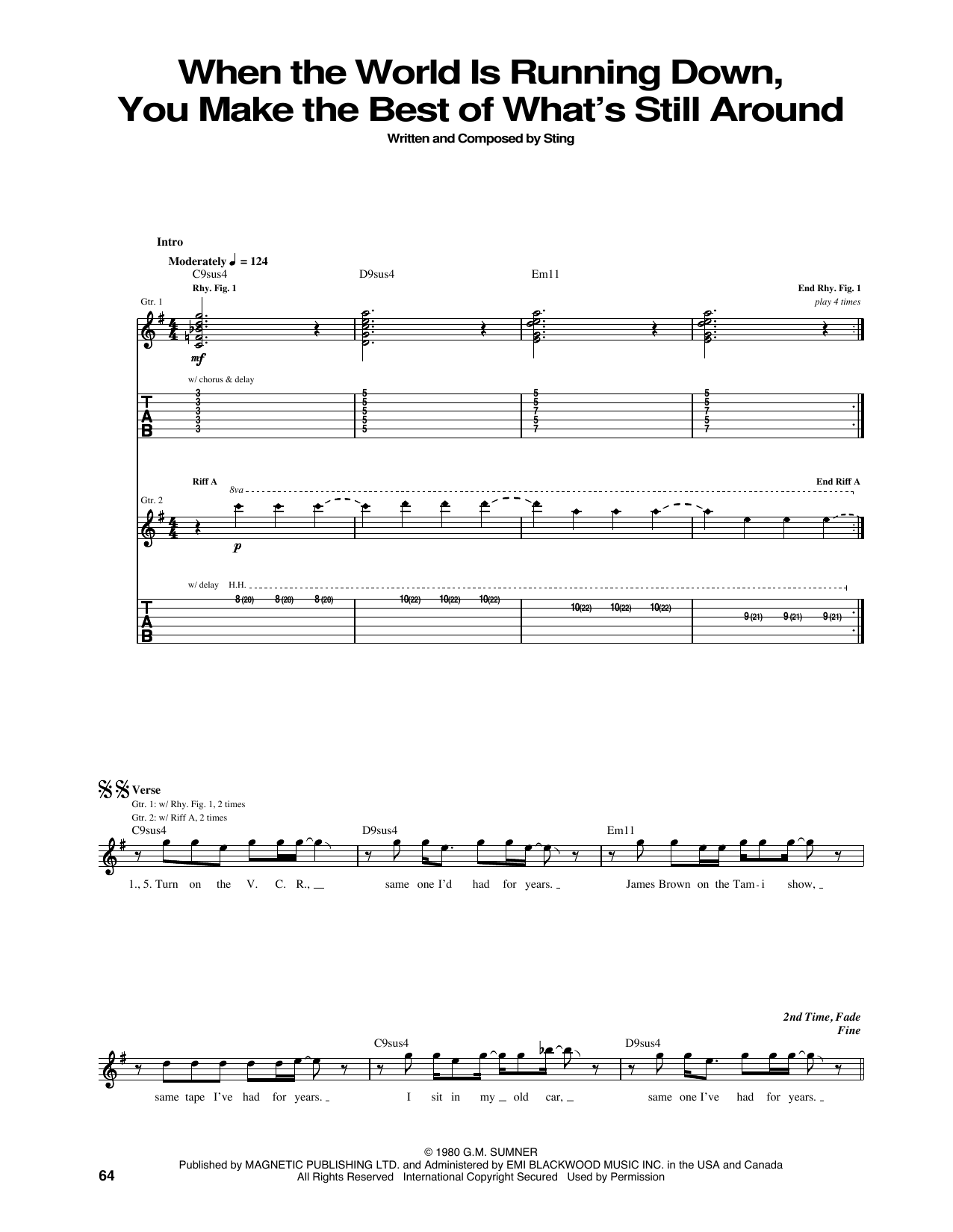 Download The Police When The World Is Running Down, You Mak Sheet Music