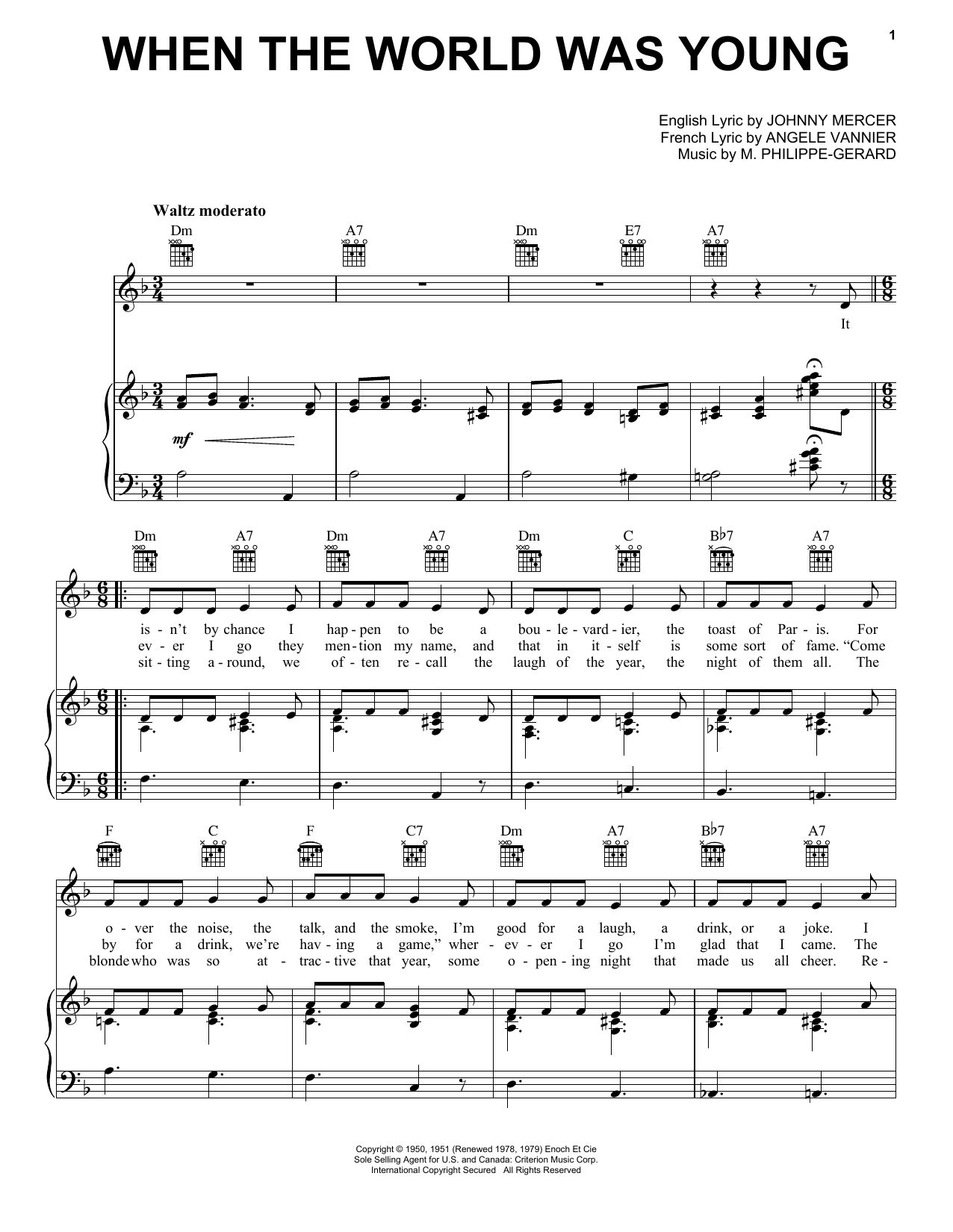 Download Frank Sinatra When The World Was Young Sheet Music