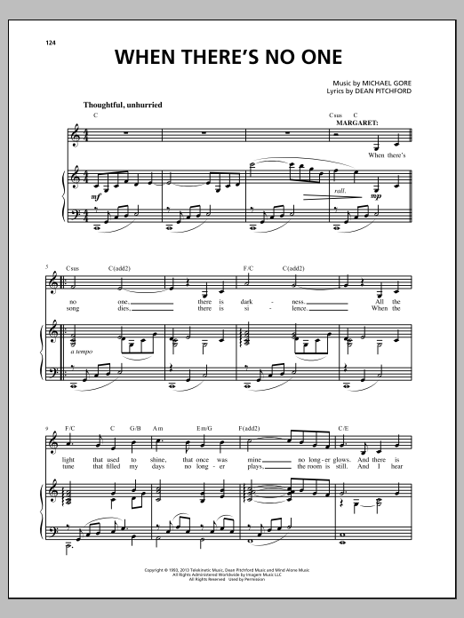 Download Michael Gore When There's No One Sheet Music