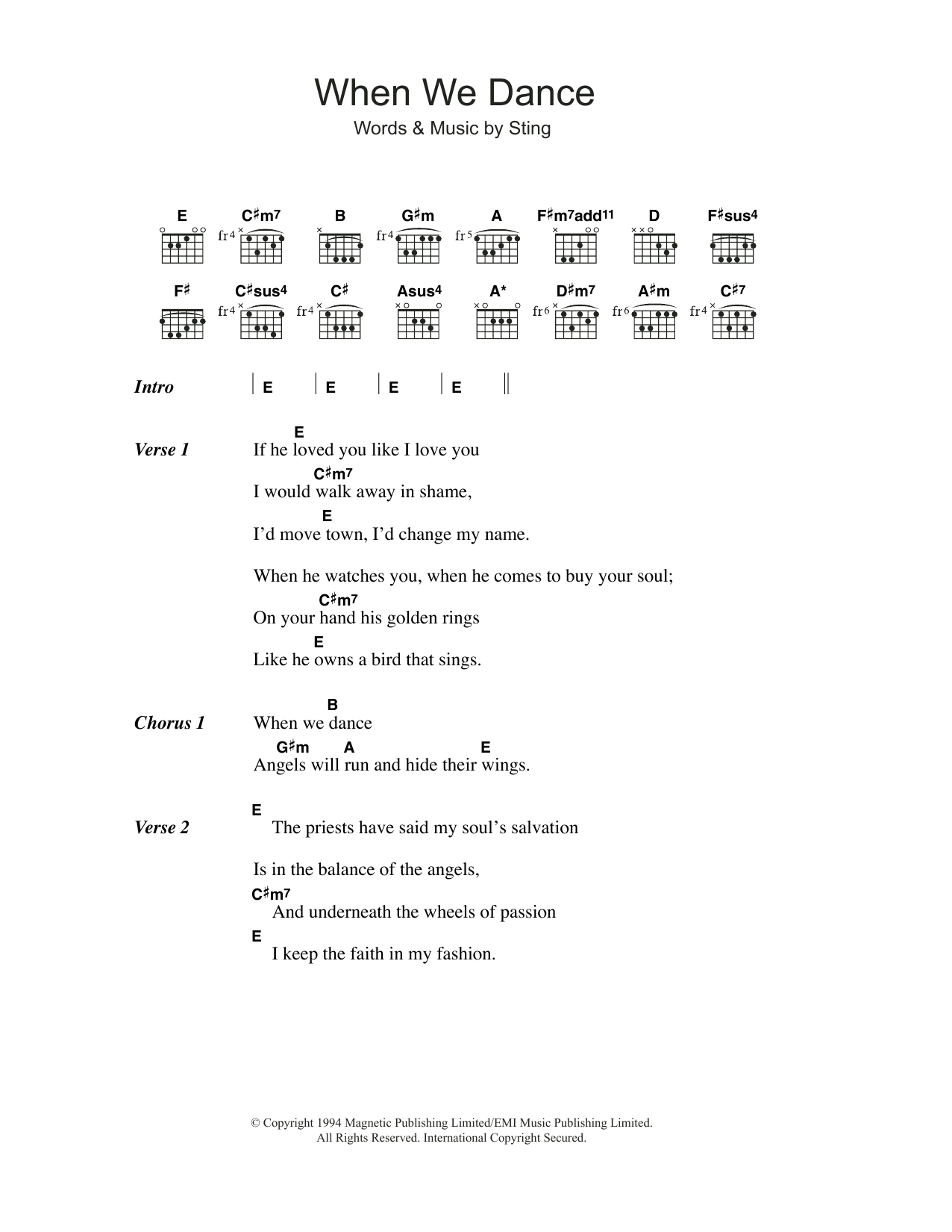 Download Sting When We Dance Sheet Music