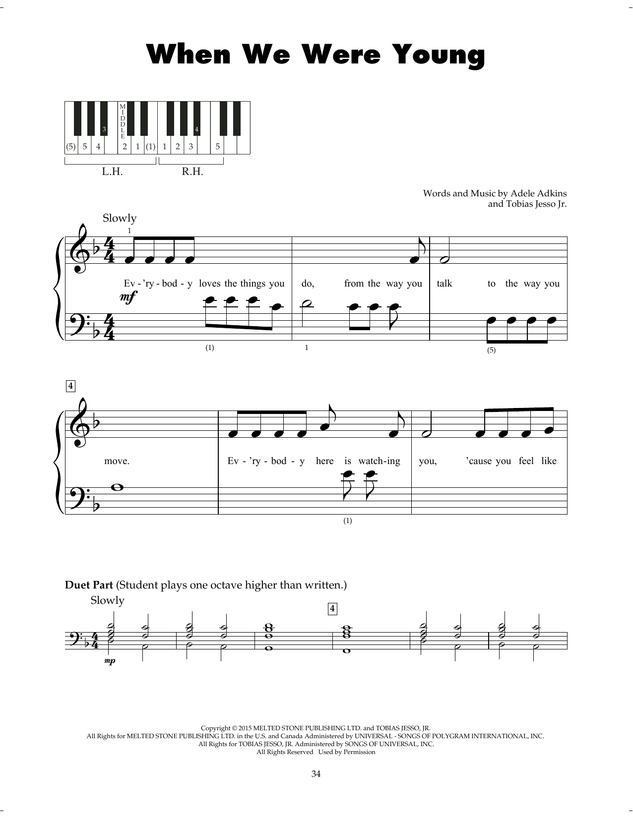 Download Adele When We Were Young Sheet Music