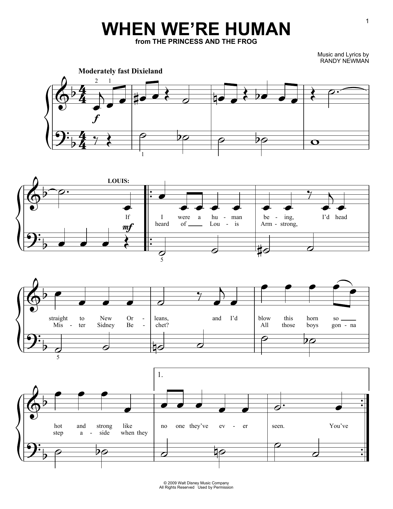 Download Randy Newman When We're Human (from The Princess And Sheet Music