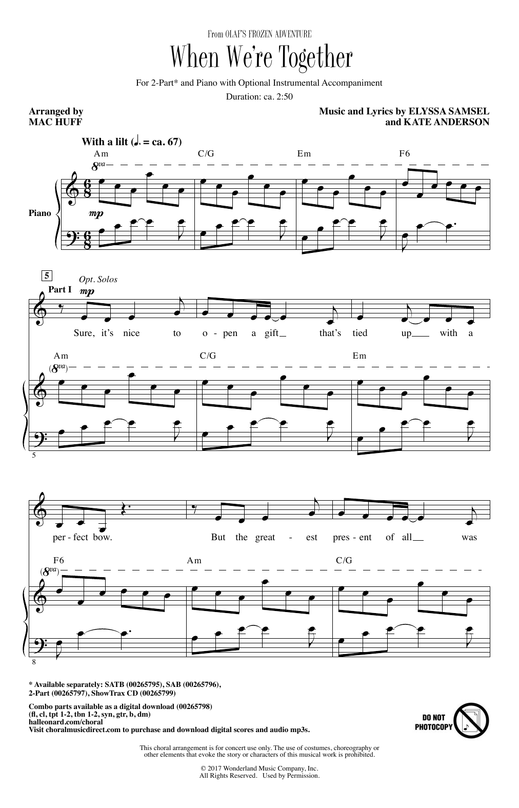 Download Mac Huff When We're Together Sheet Music