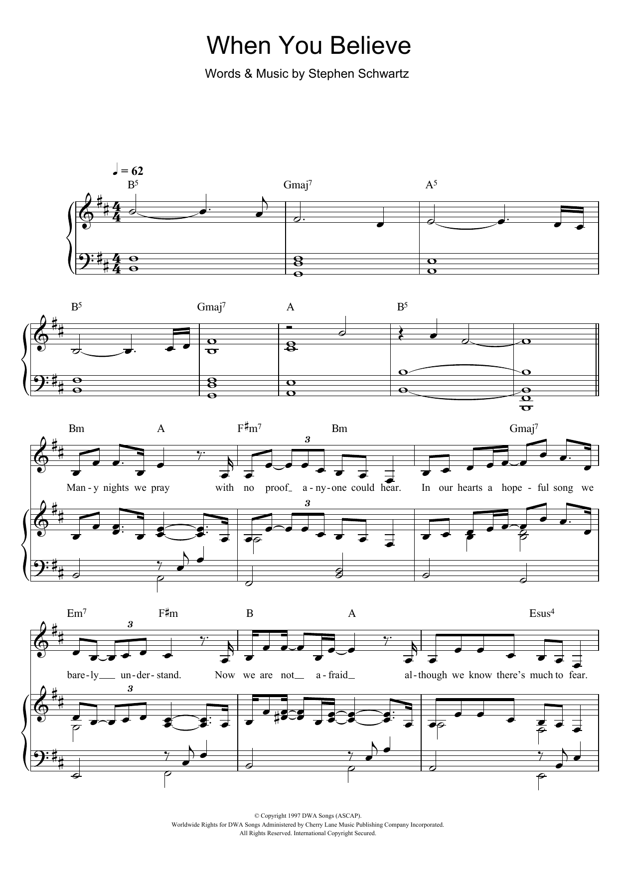 Download Mariah Carey When You Believe (from The Prince Of Eg Sheet Music