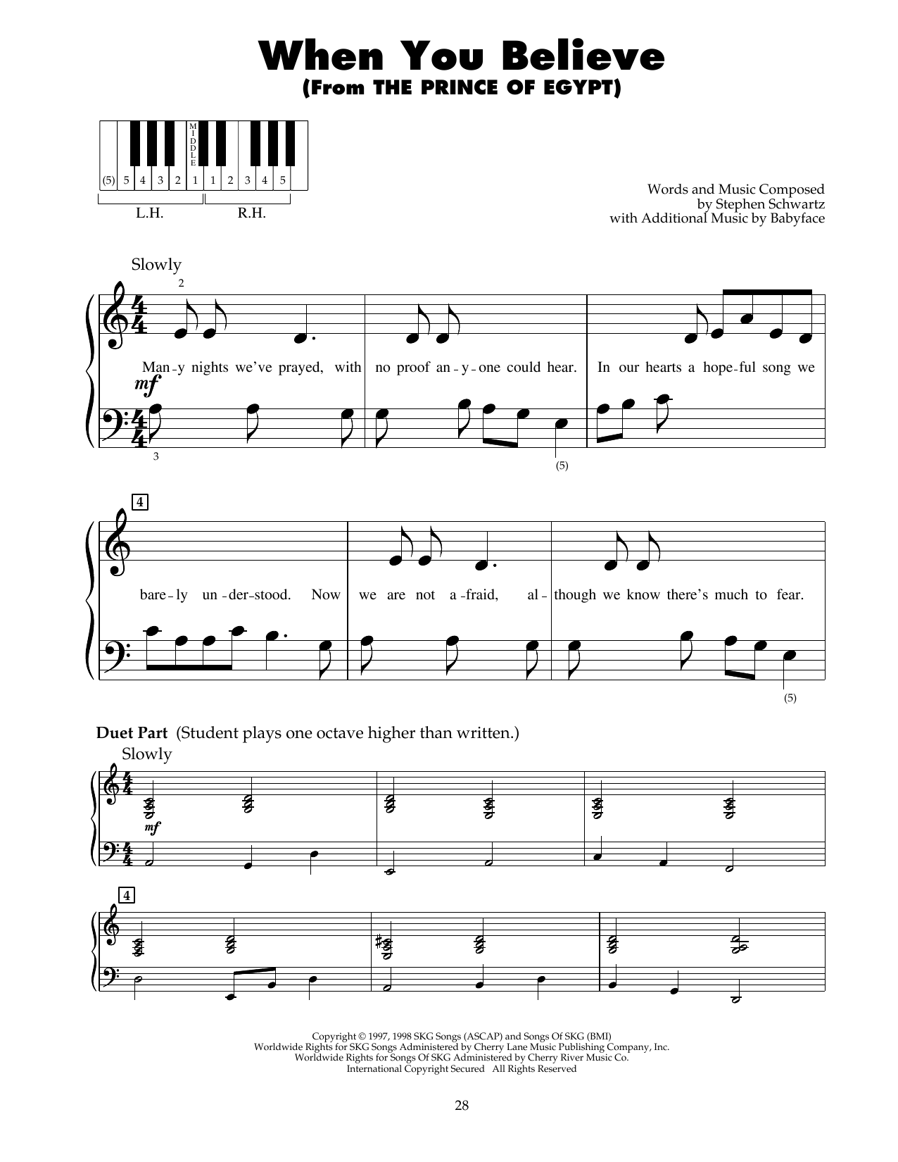 Download Whitney Houston and Mariah Carey When You Believe (from The Prince Of Eg Sheet Music
