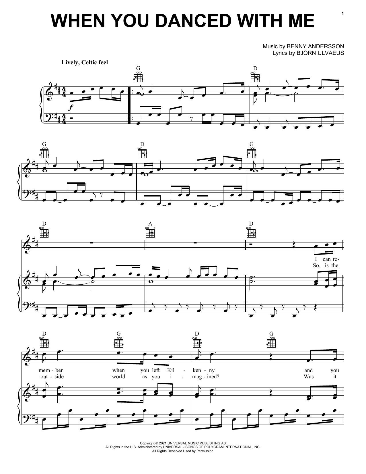 Download ABBA When You Danced With Me Sheet Music