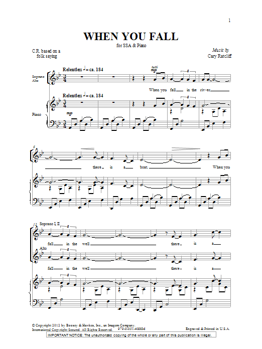Download Cary Ratcliff When You Fall Sheet Music