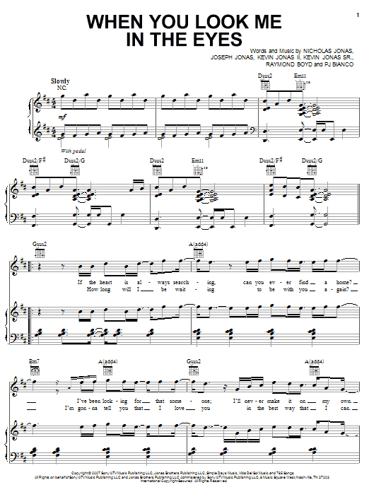 Download Jonas Brothers When You Look Me In The Eyes Sheet Music