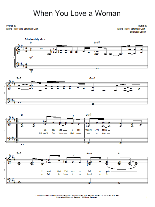 Download Journey When You Love A Woman Sheet Music