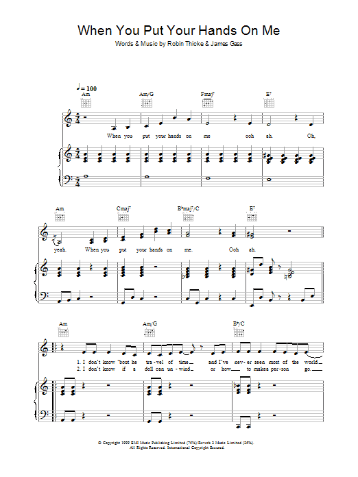 Download Christina Aguilera When You Put Your Hands On Me Sheet Music