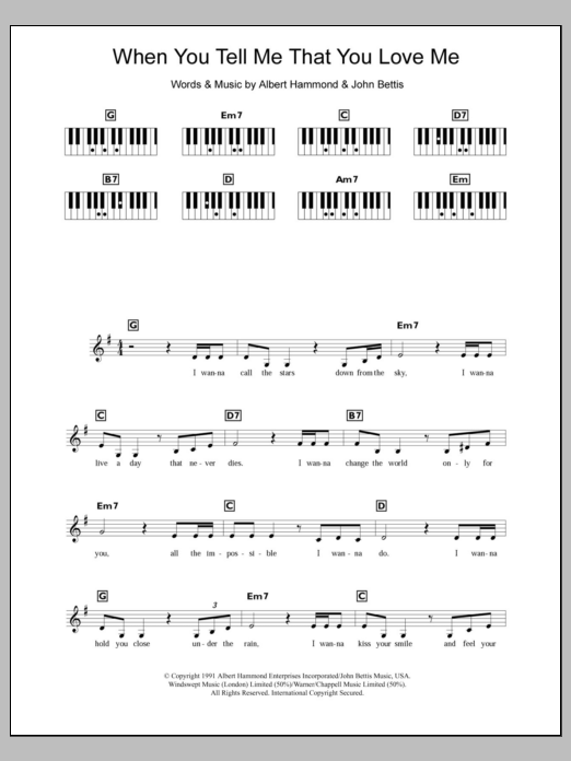 Download Diana Ross When You Tell Me That You Love Me Sheet Music