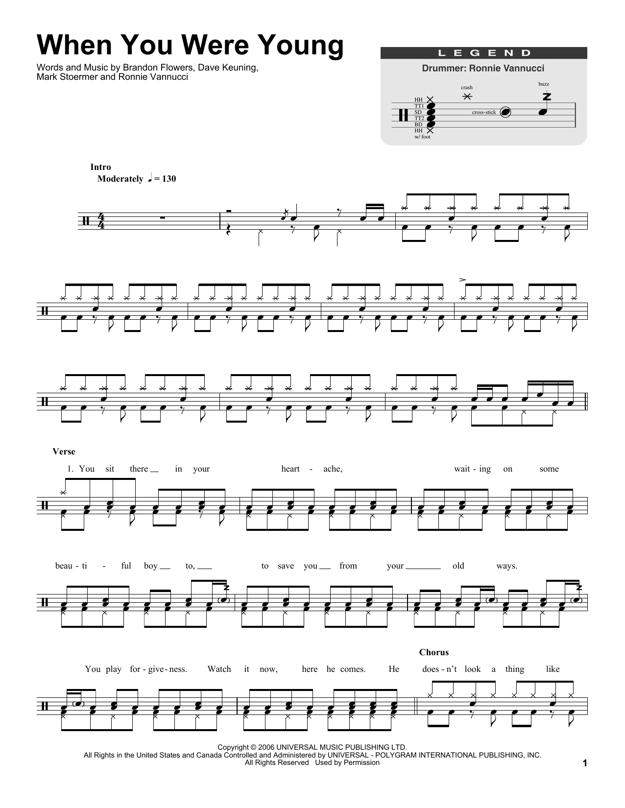 Download The Killers When You Were Young Sheet Music