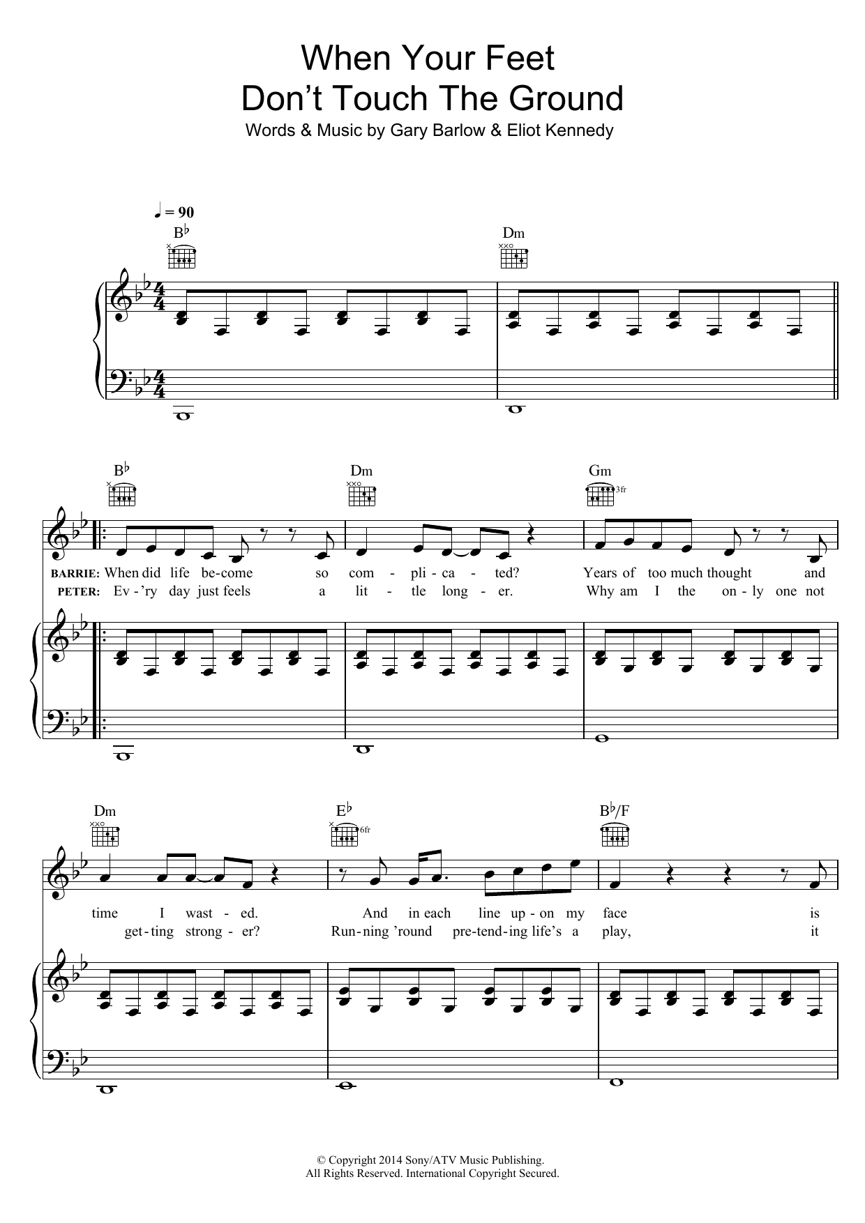 Download Gary Barlow When Your Feet Don't Touch The Ground ( Sheet Music
