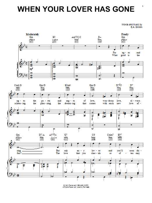 Download E.A. Swan When Your Lover Has Gone Sheet Music