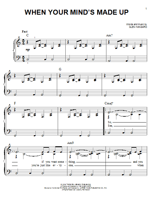 Download The Swell Season When Your Mind's Made Up Sheet Music