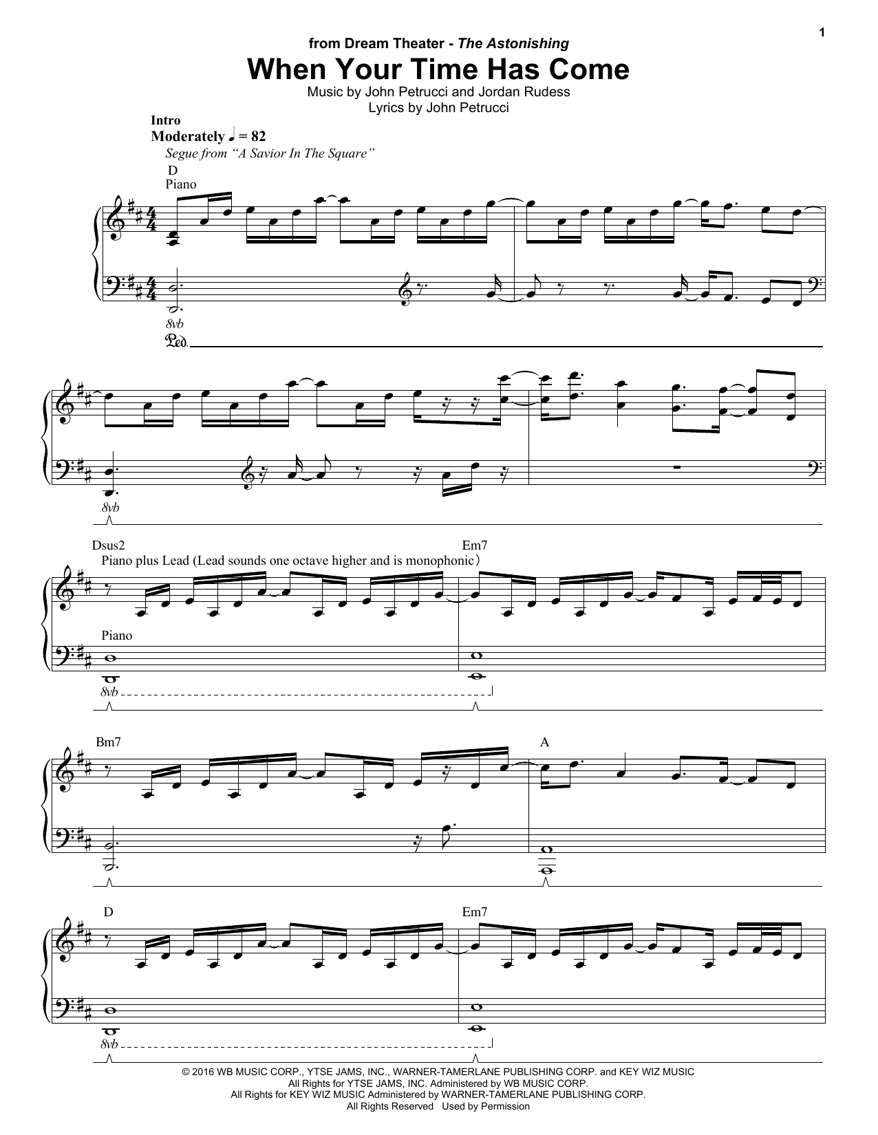 Download Dream Theater When Your Time Has Come Sheet Music