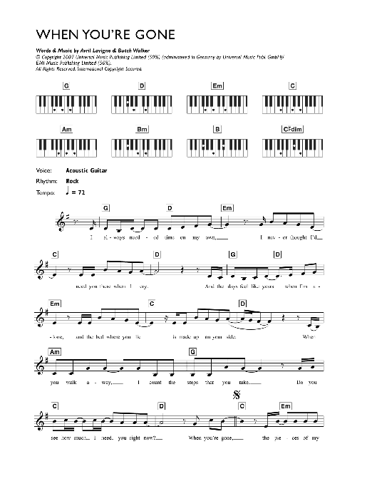Download Avril Lavigne When You're Gone Sheet Music