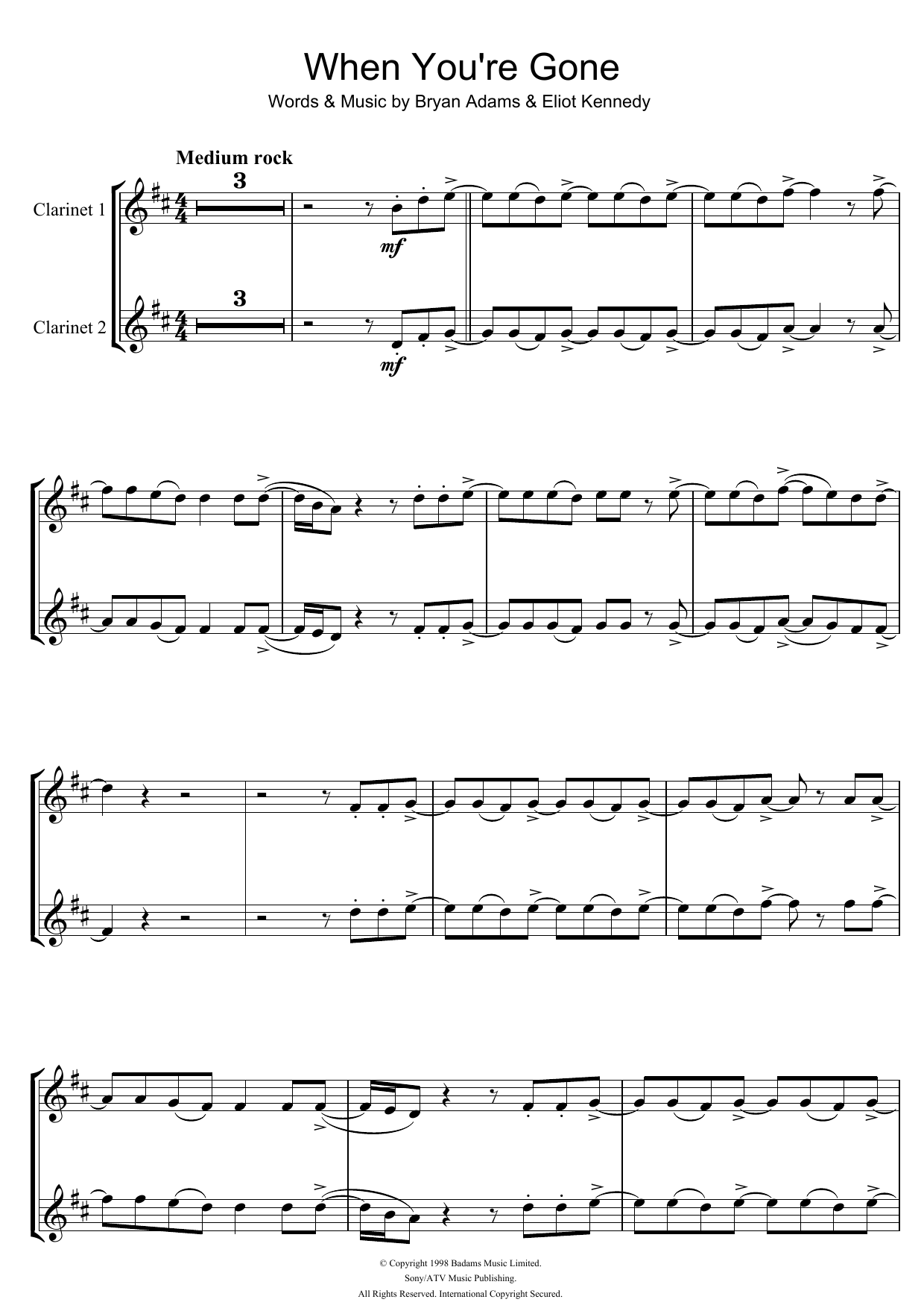 Download Bryan Adams and Melanie C When You're Gone Sheet Music