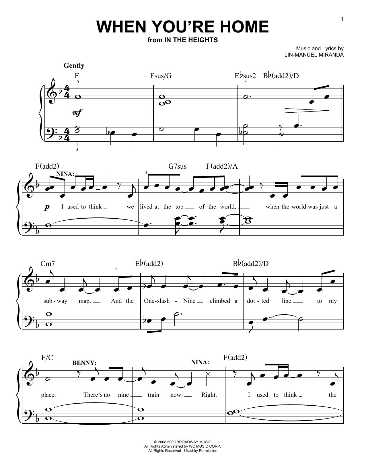 Download Lin-Manuel Miranda When You're Home (from In The Heights) Sheet Music