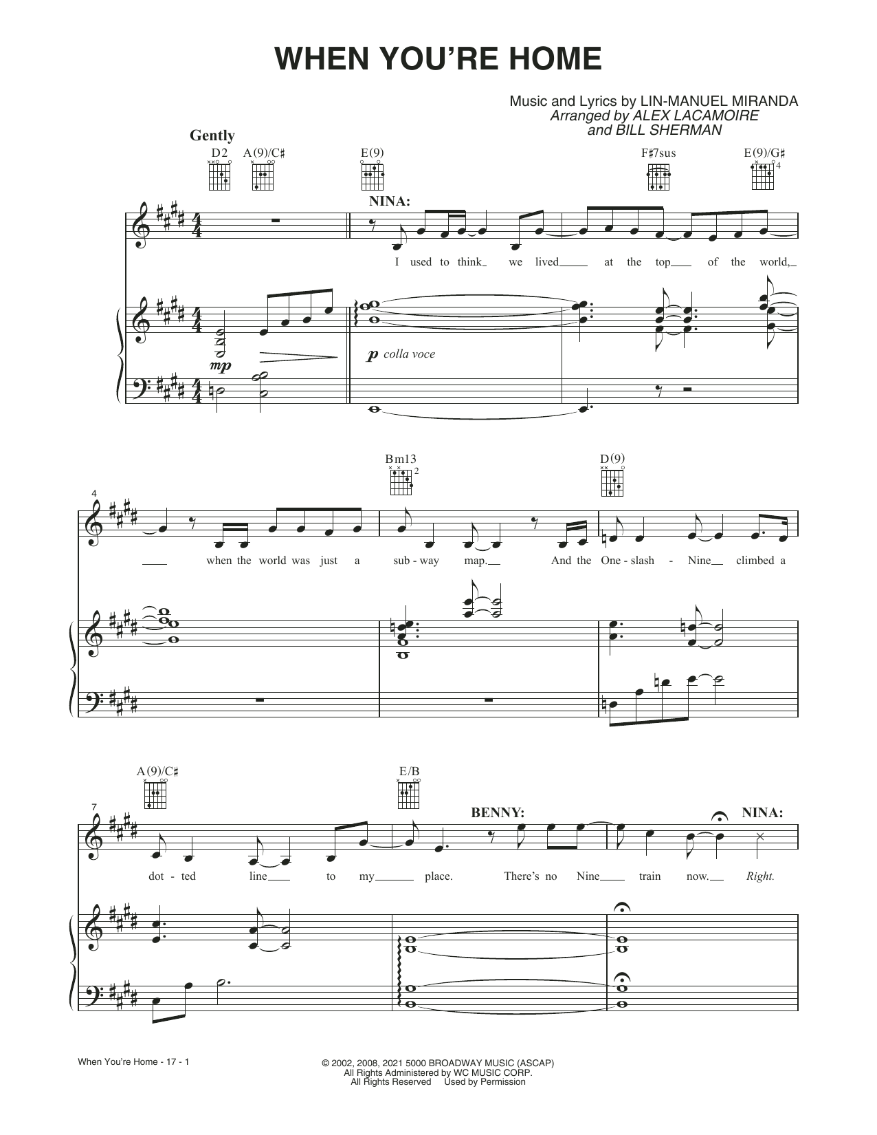 Download Lin-Manuel Miranda When You're Home (from the Motion Pictu Sheet Music