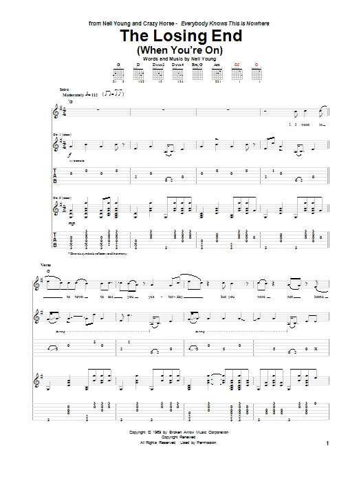 Download Neil Young (When You're On) The Losing End Sheet Music