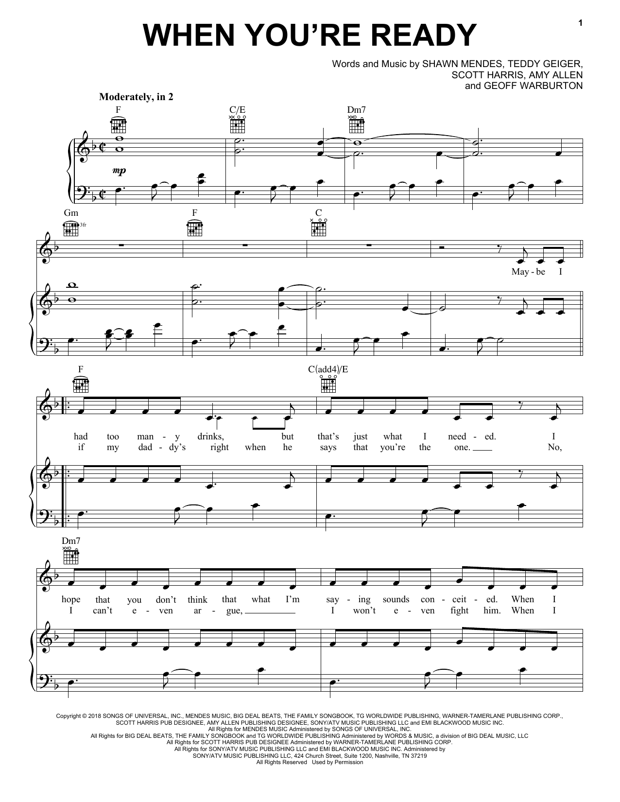 Download Shawn Mendes When You're Ready Sheet Music