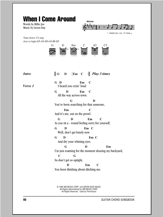 Download Green Day When I Come Around Sheet Music