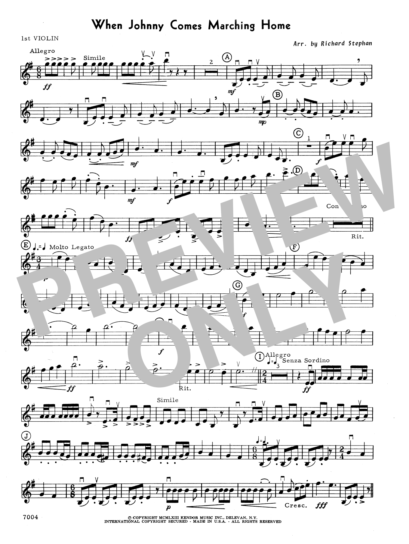 Download Richard Stephan When Johnny Comes Marching Home - 1st V Sheet Music