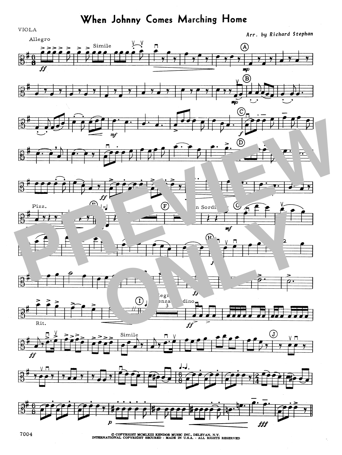 Download Richard Stephan When Johnny Comes Marching Home - Viola Sheet Music