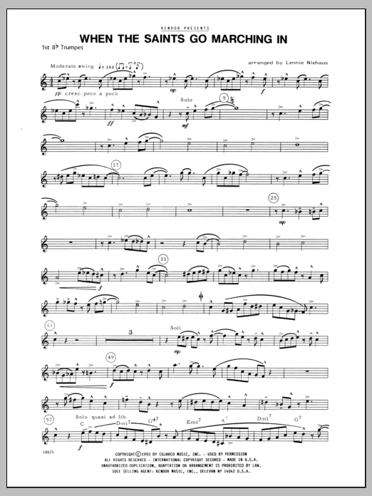 Download Niehaus When the Saints Go Marching In - 1st Bb Sheet Music