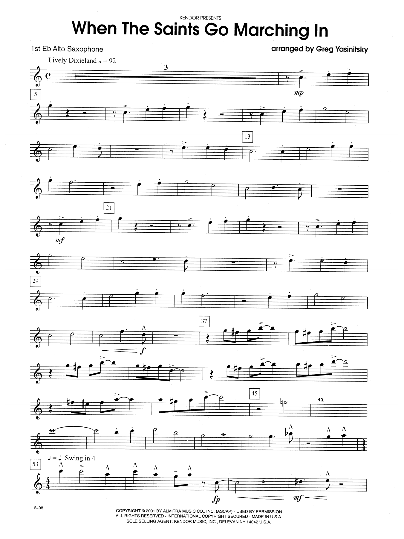 Download Gregory Yasinitsky When the Saints Go Marching In - 1st Eb Sheet Music