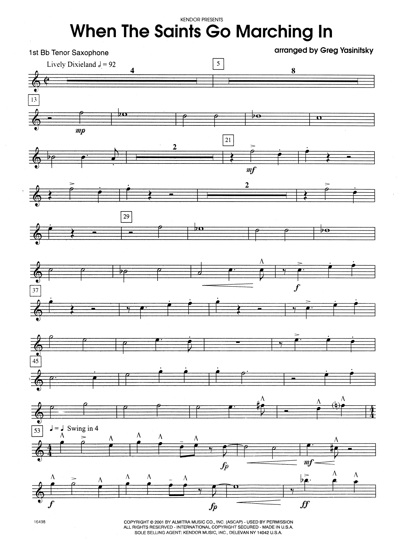 Download Gregory Yasinitsky When the Saints Go Marching In - 1st Te Sheet Music