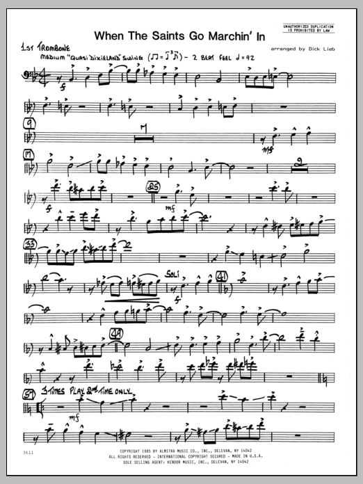 Download Dick Lieb When the Saints Go Marching In - 1st Tr Sheet Music