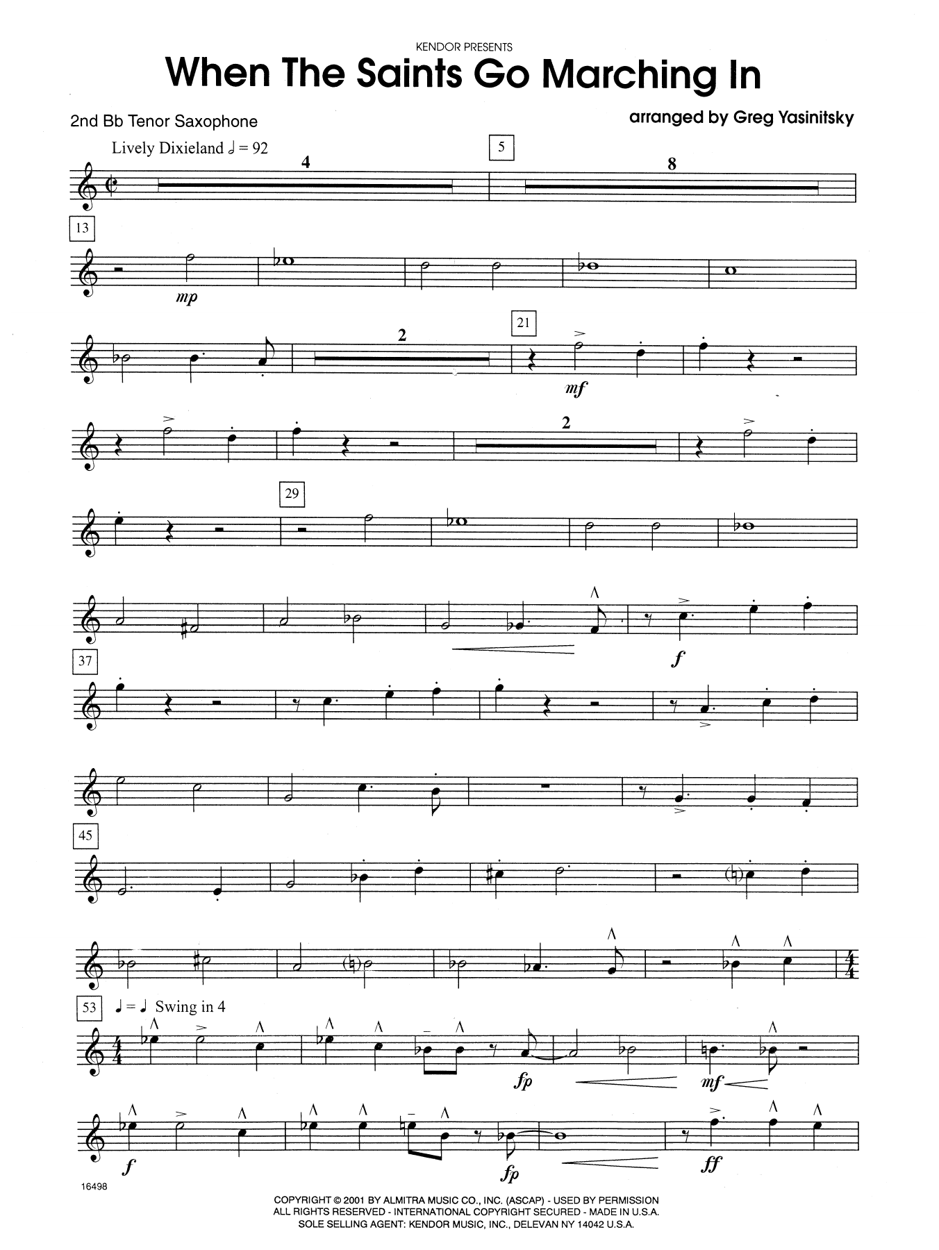 Download Gregory Yasinitsky When the Saints Go Marching In - 2nd Bb Sheet Music