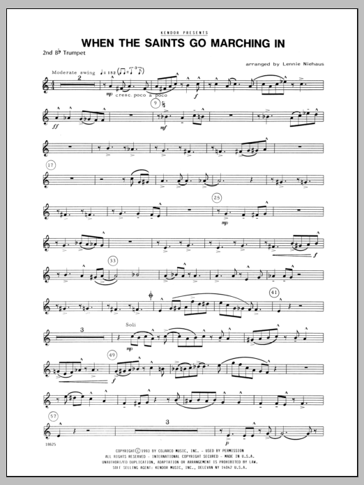 Download Niehaus When the Saints Go Marching In - 2nd Bb Sheet Music