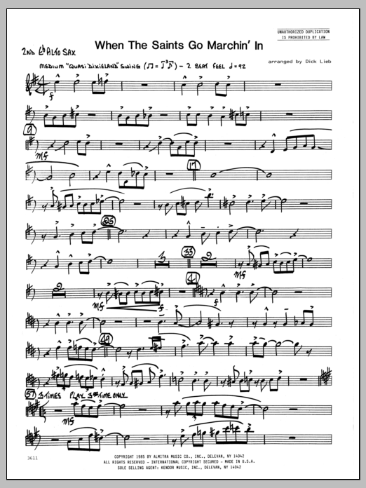 Download Dick Lieb When the Saints Go Marching In - 2nd Eb Sheet Music