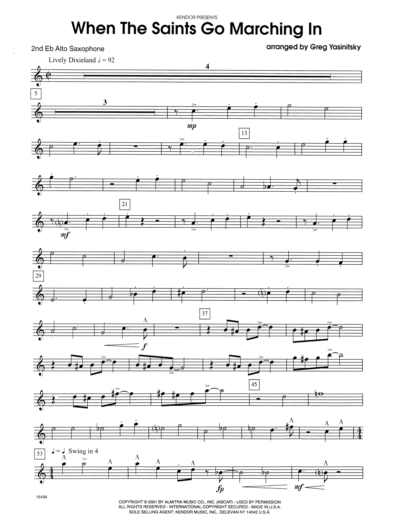 Download Gregory Yasinitsky When the Saints Go Marching In - 2nd Eb Sheet Music