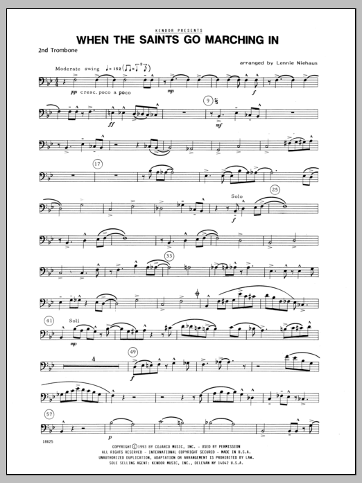 Download Niehaus When the Saints Go Marching In - 2nd Tr Sheet Music