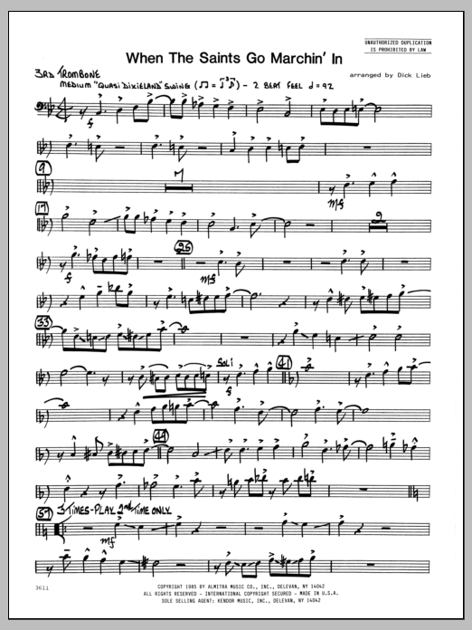 Download Dick Lieb When the Saints Go Marching In - 3rd Tr Sheet Music