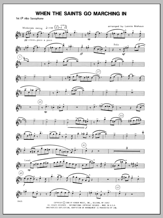 Download Niehaus When the Saints Go Marching In - Alto S Sheet Music