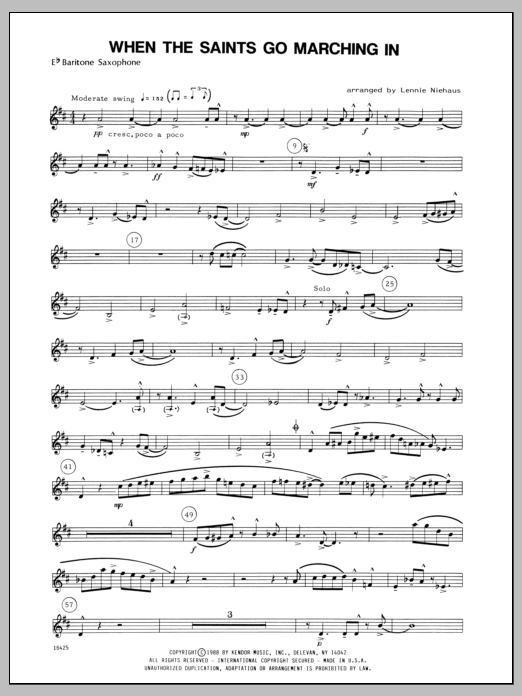 Download Niehaus When the Saints Go Marching In - Barito Sheet Music