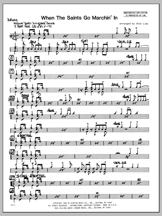 Download Dick Lieb When the Saints Go Marching In - Drums Sheet Music