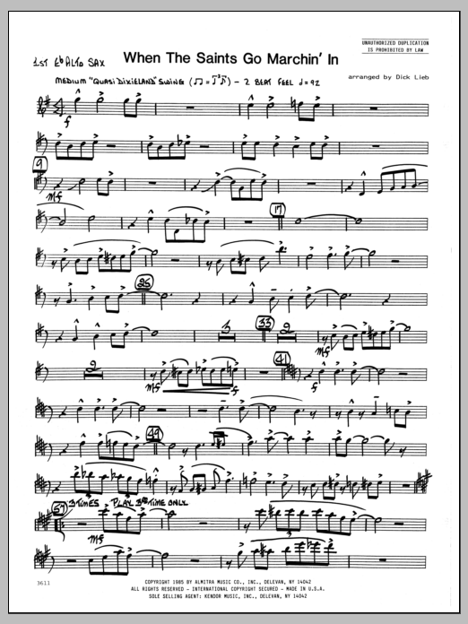 Download Dick Lieb When the Saints Go Marching In - Eb Alt Sheet Music