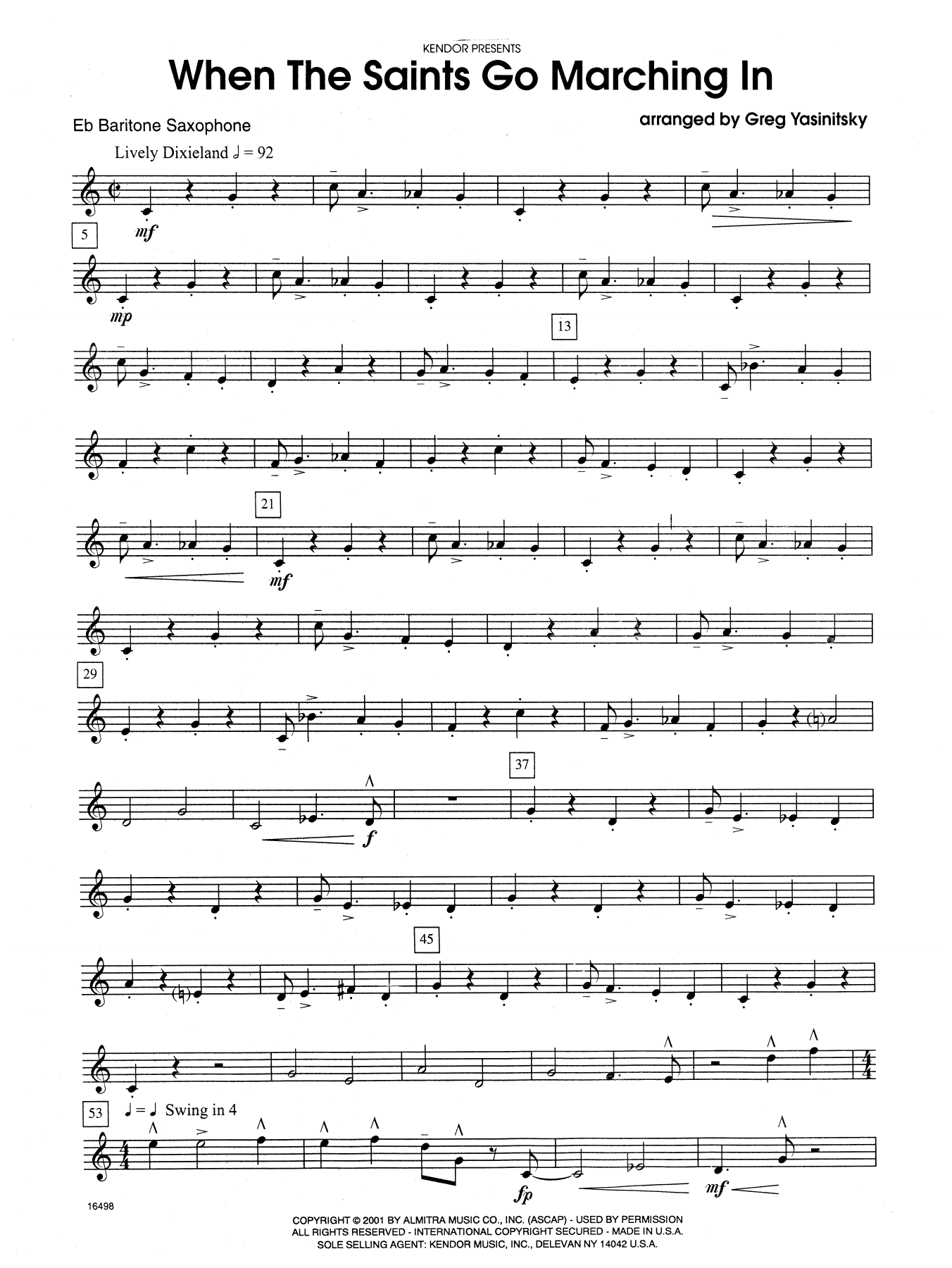 Download Gregory Yasinitsky When the Saints Go Marching In - Eb Bar Sheet Music
