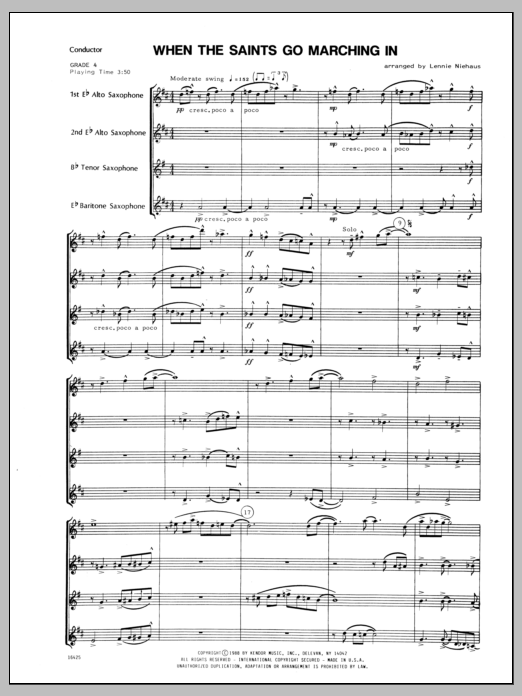 Download Niehaus When the Saints Go Marching In - Full S Sheet Music