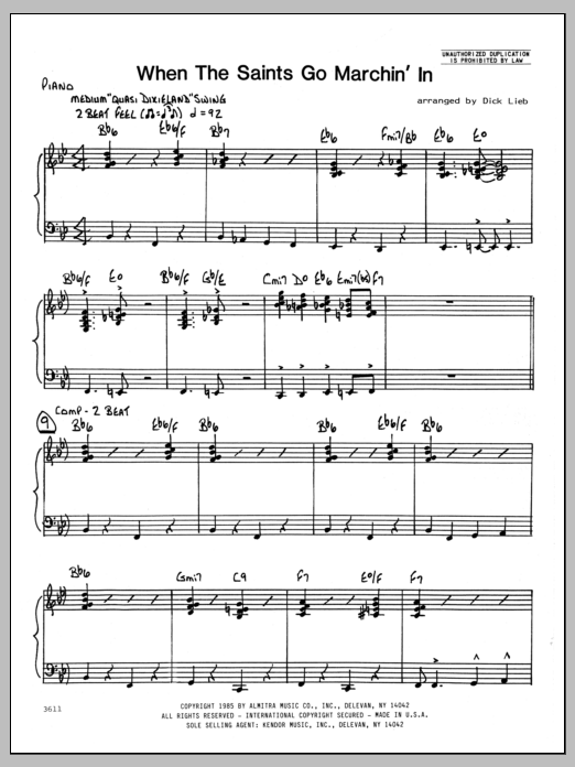 Download Dick Lieb When the Saints Go Marching In - Piano Sheet Music