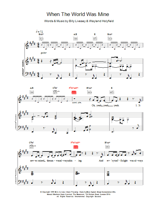 Ronan Keating When The World Was Mine sheet music notes printable PDF score