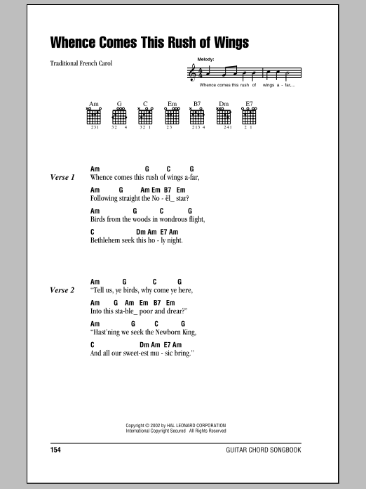 Download Traditional Whence Comes This Rush Of Wings Sheet Music