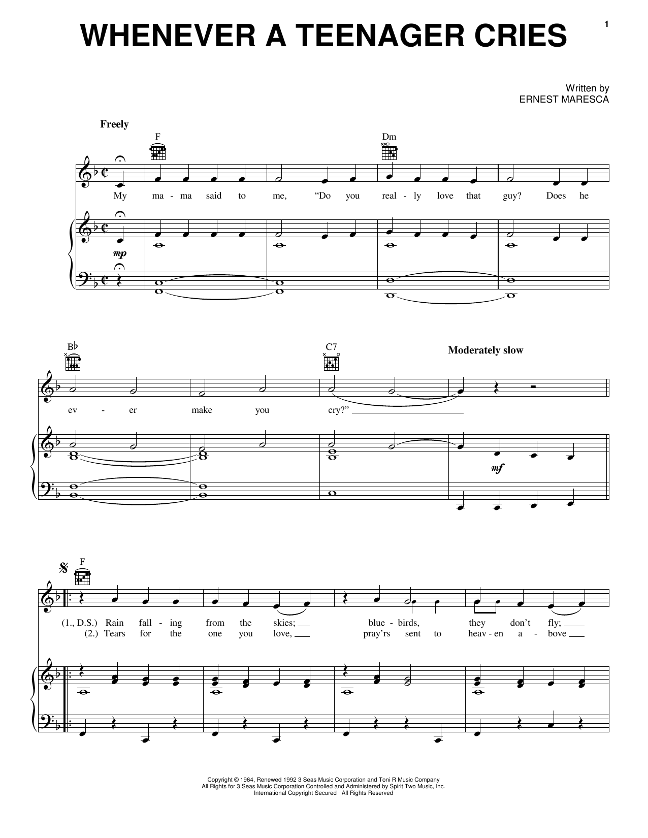 Download Reparata & The Delrons Whenever A Teenager Cries Sheet Music